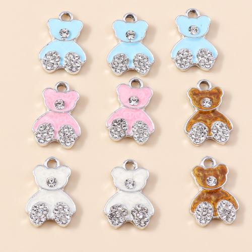 Tibetan Style Enamel Pendants, Bear, plated, DIY & with rhinestone, more colors for choice, 10PCs/Bag, Sold By Bag