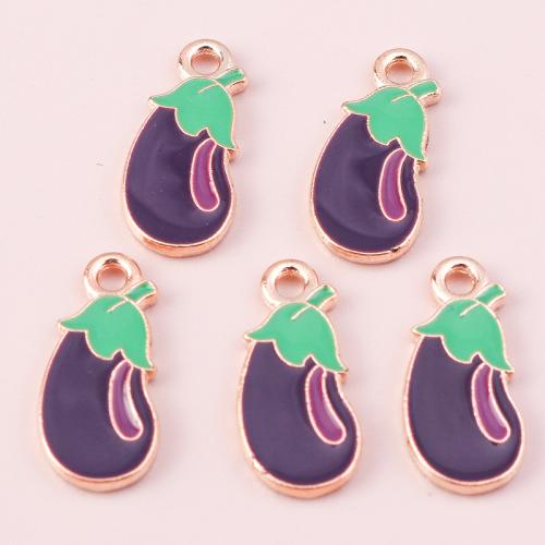 Tibetan Style Enamel Pendants, Eggplant, plated, DIY, 10PCs/Bag, Sold By Bag