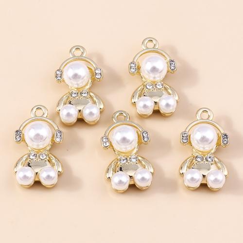 Tibetan Style Rhinestone Pendants, with Plastic Pearl, plated, DIY & with rhinestone, 5PCs/Bag, Sold By Bag