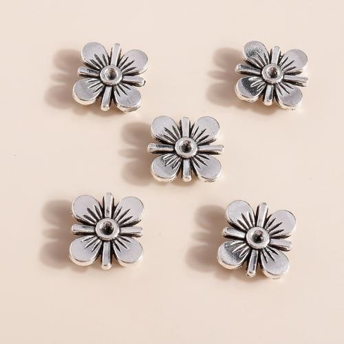 Flower Tibetan Style Connector, Four Leaf Clover, plated, DIY & 2/2 loop, 20PCs/Bag, Sold By Bag