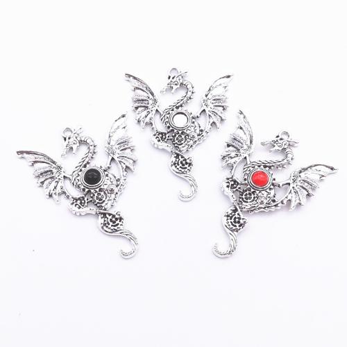 Tibetan Style Rhinestone Pendants, Dragon, gothic style & DIY & with rhinestone, more colors for choice, 37.50x48mm, Sold By PC