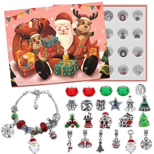 Zinklegierung Kinder DIY String Perlen Set, Drachen, Weihnachts-Design & Emaille & mit Strass, verkauft von setzen