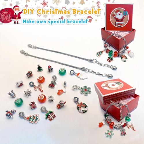 Tibetan Style Children DIY String Beads Set, with Crystal, plated, Christmas Design & enamel, 79x79x40mm, Sold By Set