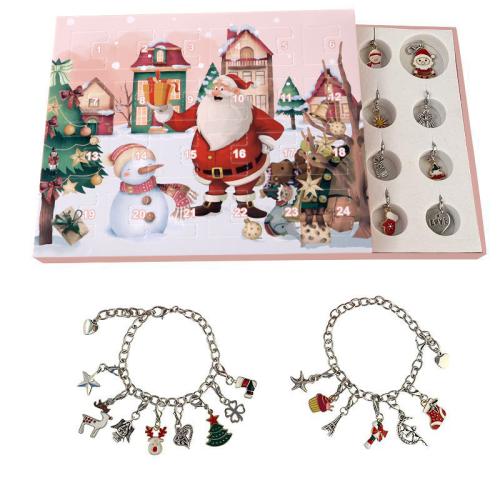 Tibetan Style Children DIY String Beads Set, plated, Christmas Design & enamel, Length:Approx 6-8 Inch, Sold By Set