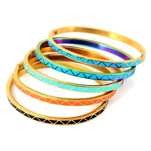 acero inoxidable 304 Brazalete, chapado, para mujer & pegamento de gota, más colores para la opción, diámetro interior:aproximado 60mm, Vendido por UD