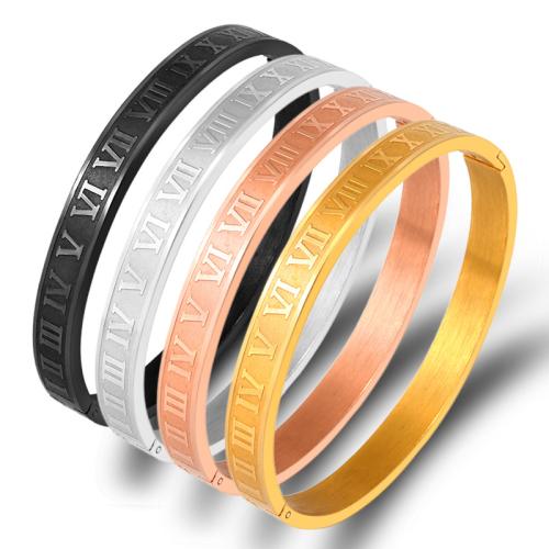 304 Stainless Steel Bangle, plated, with roman number & Unisex, more colors for choice, Sold By PC