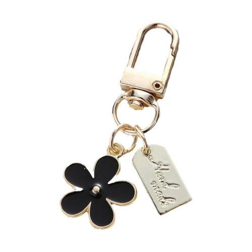 Bag Purse Charms Keyrings Keychains, Tibetan Style, Daisy, gold color plated, for woman & enamel, more colors for choice, 30x60mm, Sold By PC