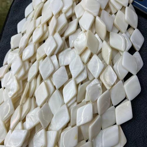 Natural Freshwater Shell Beads, Rhombus, DIY, white, 19x29mm, Approx 13PCs/Strand, Sold By Strand