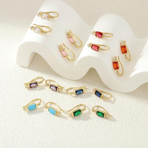 Boucles d'oreilles en laiton zircon cubique pavent, Placage de couleur d'or, bijoux de mode & pavé de micro zircon & pour femme, plus de couleurs à choisir, protéger l'environnement, sans nickel, plomb et cadmium, Vendu par paire