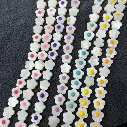 Natural Freshwater Shell Beads, Flower, DIY & enamel, more colors for choice, 10mm, Approx 38PCs/Strand, Sold By Strand