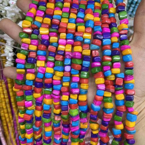 Natural Colored Shell Beads, Freshwater Shell, Square, DIY, more colors for choice, about:7-8mm, Approx 69PCs/Strand, Sold By Strand