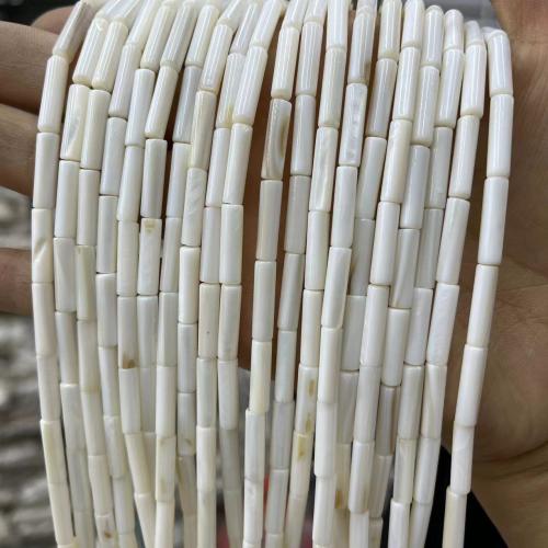 Natural Freshwater Shell Beads, Column, DIY, white, 4x13mm, Approx 29PCs/Strand, Sold By Strand