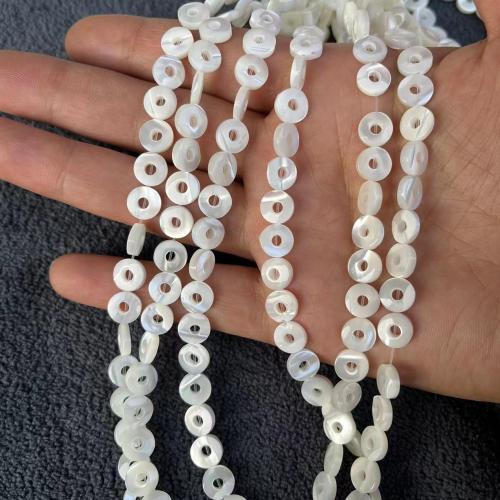 Trochus Beads, Donut, DIY, white, 8mm, Approx 50PCs/Strand, Sold By Strand