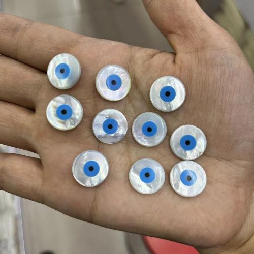 Fashion Evil Eye Jewelry Beads, Natural Seashell, Flat Round, double-sided enamel & DIY & different size for choice, Sold By PC