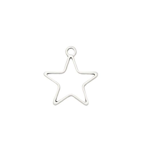 Pendentif étoile en alliage zinc, alliage de zinc, Plaqué de couleur d'argent, DIY, protéger l'environnement, sans nickel, plomb et cadmium, 23.30x21mm, 100PC/sac, Vendu par sac