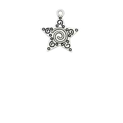 Pendentif étoile en alliage zinc, alliage de zinc, Plaqué de couleur d'argent, DIY, protéger l'environnement, sans nickel, plomb et cadmium, 22.30x20mm, 100PC/sac, Vendu par sac