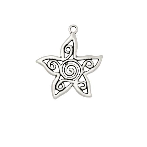 Tibetan Style Animal Pendants, Starfish, antique silver color plated, DIY, nickel, lead & cadmium free, 33.20x29.50mm, 100PCs/Bag, Sold By Bag