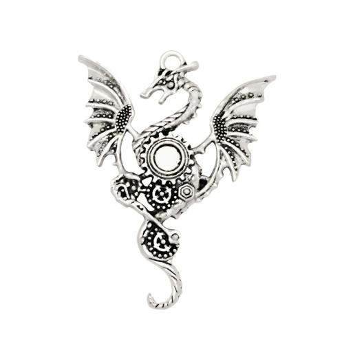 Tibetan Style Pendants, Dragon, antique silver color plated, DIY, nickel, lead & cadmium free, 48.70x37.30mm, 100PCs/Bag, Sold By Bag