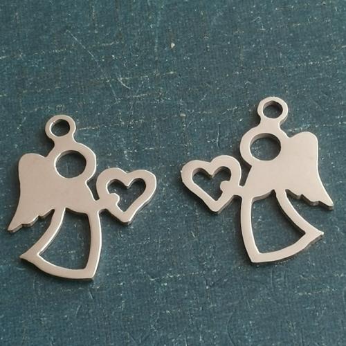 Titanium Steel Pendants, Angel, polished, DIY, more colors for choice, 15x17mm, 10PCs/Bag, Sold By Bag