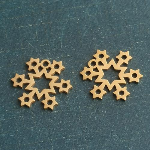 Titanium Steel Pendants, Snowflake, polished, DIY, more colors for choice, 16x16mm, 10PCs/Bag, Sold By Bag