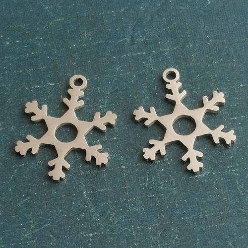 Pendentifs en titane, Acier titane, flocon de neige, poli, DIY, plus de couleurs à choisir, 15x19mm, 10PC/sac, Vendu par sac