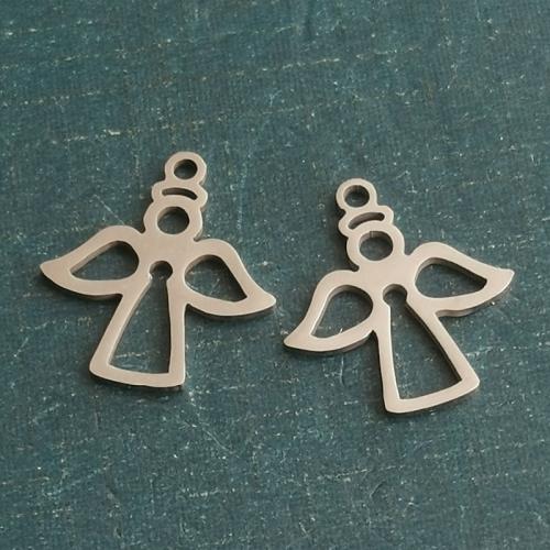 Titanium Steel Pendants, Angel, polished, DIY, more colors for choice, 15x17mm, 10PCs/Bag, Sold By Bag