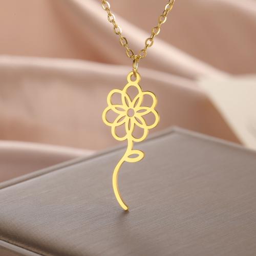 Collier de bijoux en acier inoxydable, Acier inoxydable 304, fleur, Placage, pour femme, plus de couleurs à choisir, Longueur:45 cm, Vendu par PC