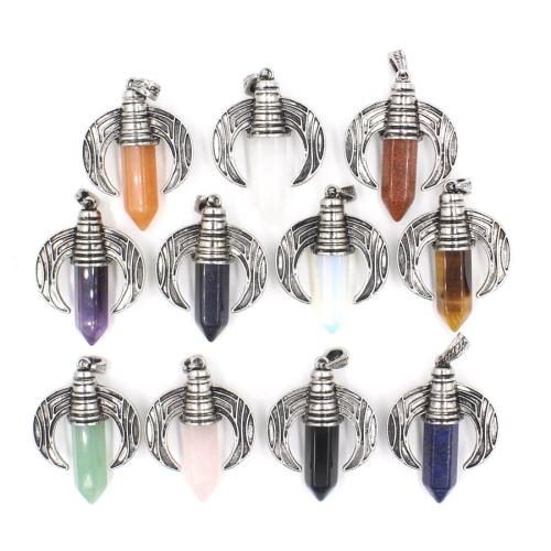 Gemstone Pendants Jewelry, Natural Stone, with Brass, different materials for choice, more colors for choice, nickel, lead & cadmium free, 15x35x50mm, Sold By PC