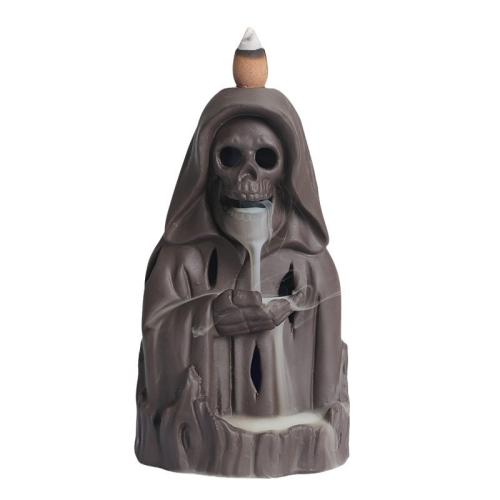 Purple Clay Backflow Burner, Skull, for home and office, brown, Sold By PC