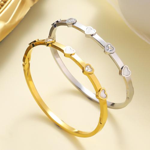 304 Stainless Steel Bangle, with Crystal, plated, fashion jewelry & for woman, more colors for choice, Sold By PC