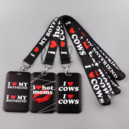 Lanyard card Holder, Polyester, with Plastic, multifunctional & different styles for choice & different designs for choice, black, Sold By PC