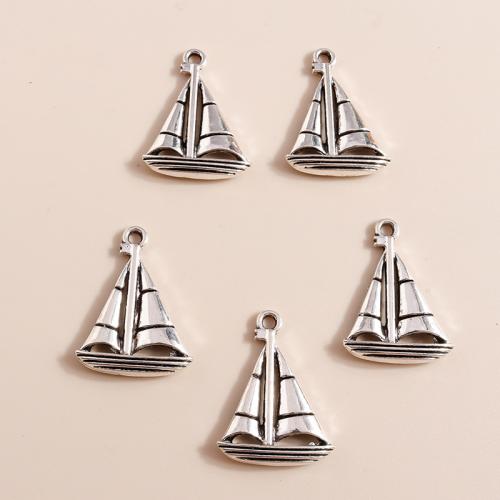 Pendentifs en alliage de zinc, Bateau à voile, Placage, DIY, 20PC/sac, Vendu par sac