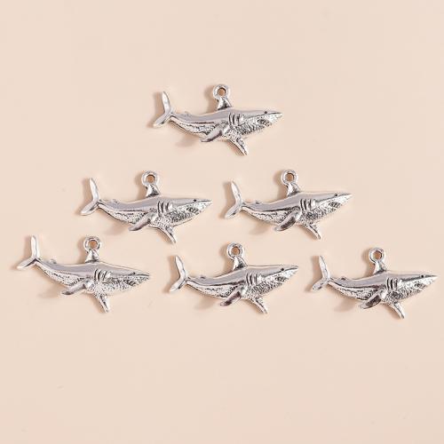 Pendentifs animaux en alliage de zinc, Requin, Placage, DIY, 10PC/sac, Vendu par sac