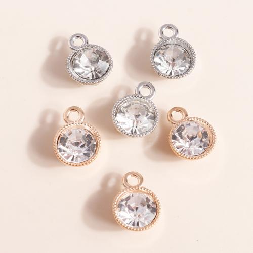 Tibetan Style Rhinestone Pendants, Round, plated, DIY & with rhinestone, more colors for choice, 10PCs/Bag, Sold By Bag