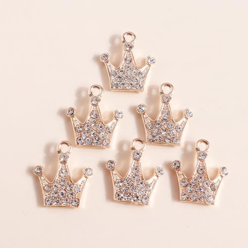 Tibetan Style Crown Pendants, plated, DIY & with rhinestone, 10PCs/Bag, Sold By Bag