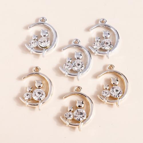 Tibetan Style Rhinestone Pendants, Moon, plated, DIY, more colors for choice, 10PCs/Bag, Sold By Bag