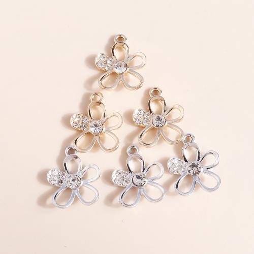 Tibetan Style Rhinestone Pendants, Flower, plated, DIY & with rhinestone, more colors for choice, 10PCs/Bag, Sold By Bag