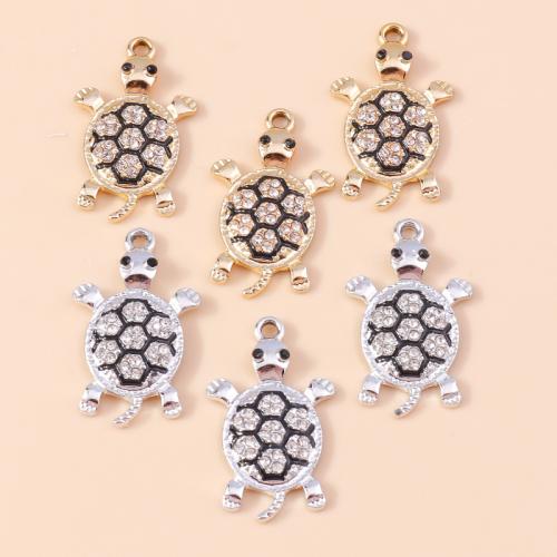 Pendentifs animaux en alliage de zinc, tortue, Placage, DIY & avec strass, plus de couleurs à choisir, 10PC/sac, Vendu par sac