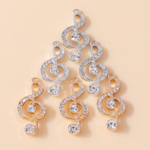 Tibetan Style Rhinestone Pendants, Music Note, plated, DIY & with rhinestone, more colors for choice, 10PCs/Bag, Sold By Bag