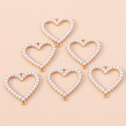 Heart Tibetan Style Connector, with Plastic Pearl, plated, DIY & 1/1 loop, 10PCs/Bag, Sold By Bag