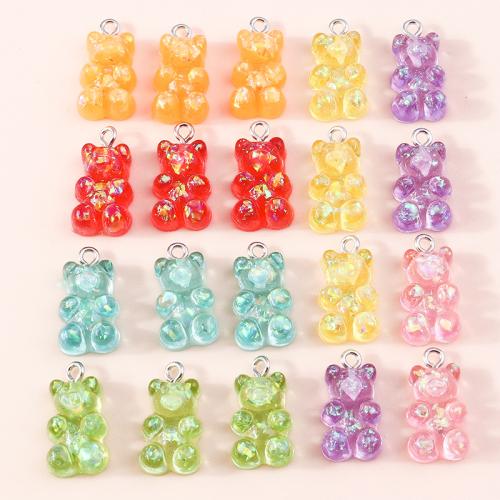 Resin Pendant, Plastic, with Resin, Bear, plated, DIY, more colors for choice, 10PCs/Bag, Sold By Bag