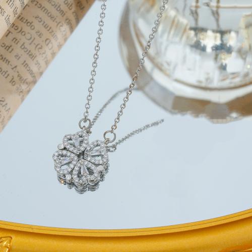 Stainless Steel Jewelry Necklace, 304 Stainless Steel, Vacuum Ion Plating, for woman & with rhinestone, more colors for choice, Sold By PC