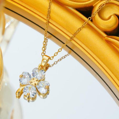 Stainless Steel Jewelry Necklace, 304 Stainless Steel, Vacuum Ion Plating, for woman & with rhinestone, more colors for choice, Sold By PC