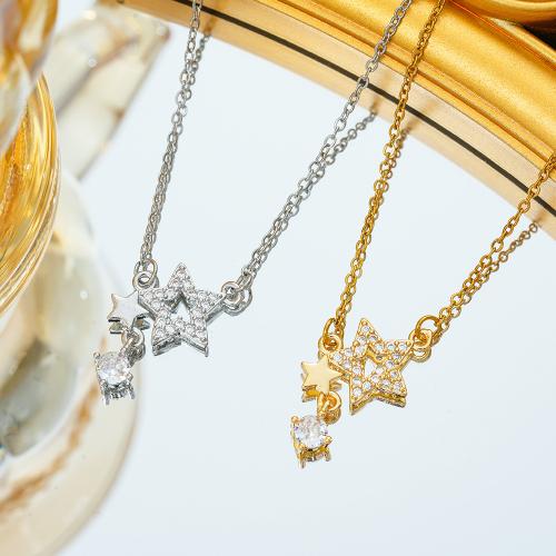 Stainless Steel Jewelry Necklace, 304 Stainless Steel, Vacuum Ion Plating, for woman & with rhinestone, more colors for choice, Length:41-50 cm, Sold By PC