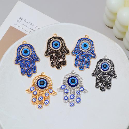 Evil Eye Pendants, Tibetan Style, with Resin, Hand, plated, DIY & evil eye pattern & enamel, more colors for choice, 10PCs/Bag, Sold By Bag