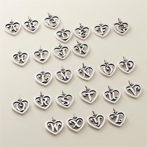 Stainless Steel Letter Pendants, 304 Stainless Steel, Heart, plated, DIY & different styles for choice & with letter pattern & hollow, more colors for choice, 17x16mm, Sold By PC