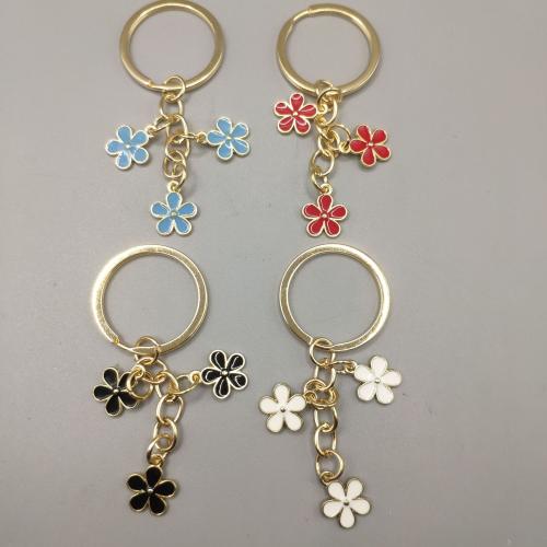 Bag Purse Charms Keyrings Keychains, Tibetan Style, Flower, gold color plated, Unisex & enamel, more colors for choice, 100x30mm, Sold By PC