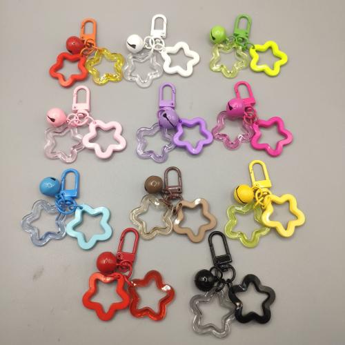 Bag Purse Charms Keyrings Keychains, Acrylic, with Resin & Tibetan Style, Star, Unisex & hollow, more colors for choice, key clasp length 30-50mm, Sold By PC