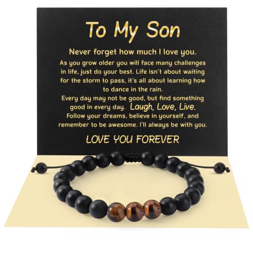 Abrazine Stone Bracelet, with Tiger Eye, Round, handmade, different styles for choice & for man, Length:Approx 7-11 Inch, Sold By PC