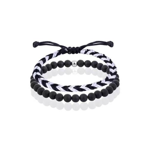 Piedras preciosas Pulsera, con cordón poliéster, hecho a mano, diferentes materiales para la opción & trenzado & para hombre, longitud:aproximado 6-10 Inch, Vendido por Set